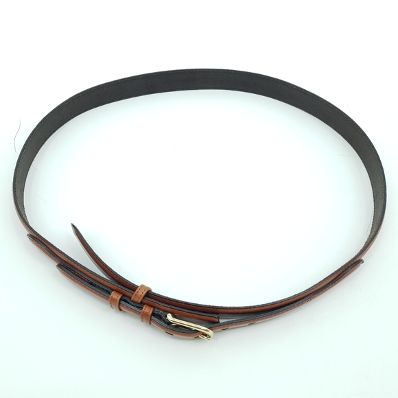 Cabela's Cognac Tan Leather Full Grain Cowhide Belt Gold Tone Buckle Size 42 - Picture 2 of 8